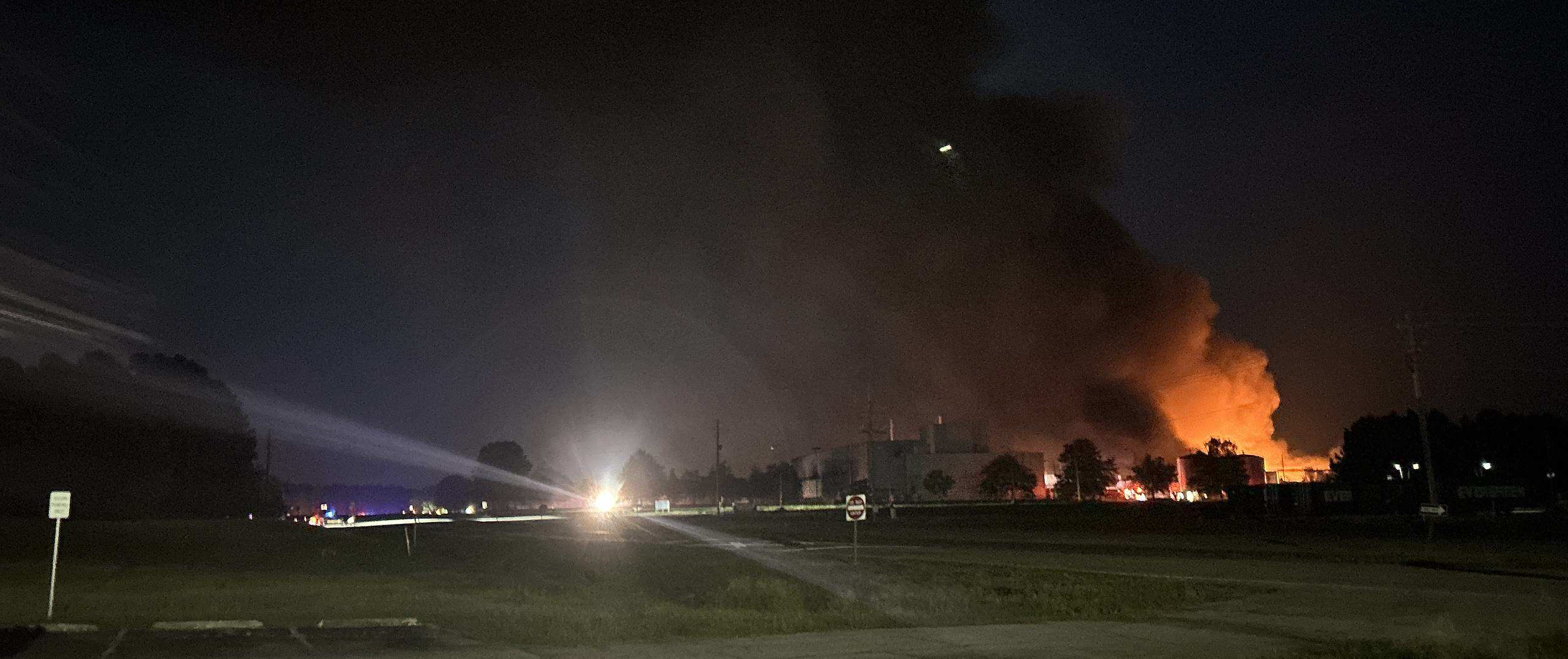 a photo of a fire at the facility
