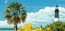 palmetto tree and lighthouse