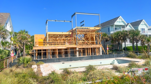 A photo of a house under construction